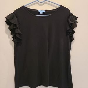 Black Ruffled Blouse (L)